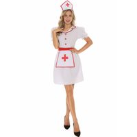 Halloween Cosplay Nurse Red Cross Short-sleeved White Dress Wholesale Nihaojewelry main image 3