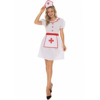 Halloween Cosplay Nurse Red Cross Short-sleeved White Dress Wholesale Nihaojewelry main image 4
