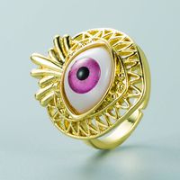 Fashion Hollow Devil's Eye Shape Copper Oil Drop Eye Ring Wholesale Nihaojewelry sku image 1