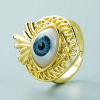 Fashion Hollow Devil's Eye Shape Copper Oil Drop Eye Ring Wholesale Nihaojewelry sku image 2
