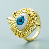 Fashion Hollow Devil's Eye Shape Copper Oil Drop Eye Ring Wholesale Nihaojewelry sku image 3
