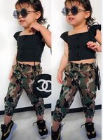 Solid Color Flying Sleeves Single-breasted Jacket Camouflage Pants Children's Suits Wholesale Nihaojewelry sku image 1