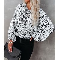 New Leopard Print Round Neck Blouse Wholesale Nihaojewelry sku image 1