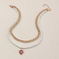 Simple Fashion Multi-layer Pearl Heart Stacking Necklace Wholesale Nihaojewelry sku image 2