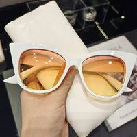Simple Cat Eye Big Frame Semi-transparent Sunglasses Wholesale Nihaojewelry sku image 1