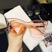 Simple Cat Eye Big Frame Semi-transparent Sunglasses Wholesale Nihaojewelry sku image 7