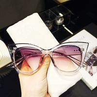 Simple Cat Eye Big Frame Semi-transparent Sunglasses Wholesale Nihaojewelry sku image 6