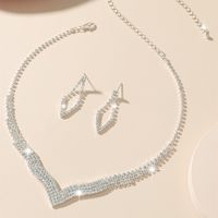 Water Drop Shape Rhinestone Necklace Earrings Set main image 1