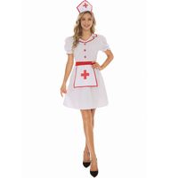 Halloween Cosplay Nurse Red Cross Short-sleeved White Dress Wholesale Nihaojewelry sku image 1