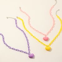 Acrylic Thick Chain Heart Pendant Necklace Wholesale Nihaojewelry sku image 1