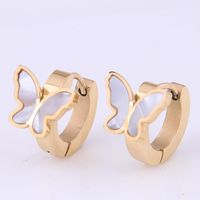 Korean Three-dimensional Butterfly Titanium Steel Earrings Wholesale Nihaojewelry main image 6
