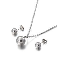 Fashion Stainless Steel Small Round Bead Necklace Earrings Set Wholesale Nihaojewelry sku image 1