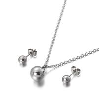 Fashion Stainless Steel Small Round Bead Necklace Earrings Set Wholesale Nihaojewelry sku image 2