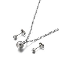 Fashion Stainless Steel Small Round Bead Necklace Earrings Set Wholesale Nihaojewelry sku image 3