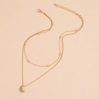 Simple Crescent Moon Pendant Double Layered Necklace sku image 1