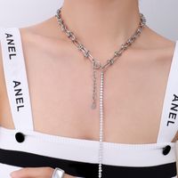Retro Knot Chain Tassel Zircon Titanium Steel Necklace Wholesale Nihaojewelry main image 5