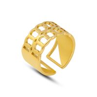 Trendy Ins Cutout Honeycomb Geometric Stitching Open Design Ring Plated 18 Real Gold Men And Women Ring Ornament A250 main image 3