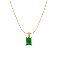 Vintage Inlaid Emerald Zircon Titanium Steel Necklace Wholesale Nihaojewelry main image 3