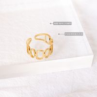 European And American Ins Fashion Hollowed-out Geometric Splicing Opening Design Ring Rings Titanium Steel Plated 18 Real Gold Ring Ornament main image 3