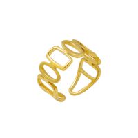 Europäische Und Amerikanische Ins Mode Hohle Geometrische Spleiß Öffnung Design Ring Ring Titan Stahl Beschichtet 18 Echte Gold Ring Schmuck main image 6