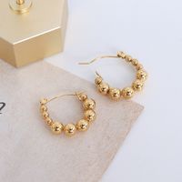 French Hong Kong Style Choker Size Round Beads Stitching Modeling Ear Studs Plated 18 Real Gold Titanium Steel Eardrop Jewelry F532 main image 3