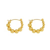 French Hong Kong Style Choker Size Round Beads Stitching Modeling Ear Studs Plated 18 Real Gold Titanium Steel Eardrop Jewelry F532 main image 6