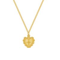 French Ins Heart-shaped Embossed Cross Pattern Love Necklace Non-fading Titanium Steel Plated 18 Real Gold Ornament P028 main image 6