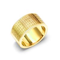 Choker Vintage Buddhist Sutra Lettering Ring Rings Titanium Steel Plated 18 Real Gold Fashion Elegant Jewelry A019 main image 6