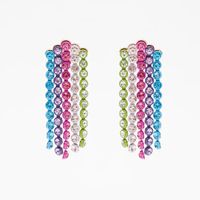 Za Exaggerated Long European And American Tassel Color Crystal Earrings Female Ins Creative Foreign Trade Rhinestones Eardrop Jewelry main image 1