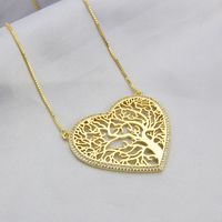 Cross-border Gold-plated Lucky Tree Heart-shaped Pendant Spot Copper Inlaid Zirconium Simple Hollow Ornament Chain Love Necklace main image 1