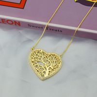 Cross-border Gold-plated Lucky Tree Heart-shaped Pendant Spot Copper Inlaid Zirconium Simple Hollow Ornament Chain Love Necklace main image 3