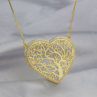 Cross-border Gold-plated Lucky Tree Heart-shaped Pendant Spot Copper Inlaid Zirconium Simple Hollow Ornament Chain Love Necklace main image 4