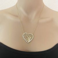 Cross-border Gold-plated Lucky Tree Heart-shaped Pendant Spot Copper Inlaid Zirconium Simple Hollow Ornament Chain Love Necklace main image 5