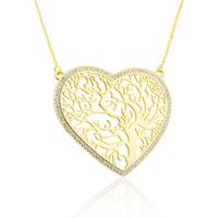 Cross-border Gold-plated Lucky Tree Heart-shaped Pendant Spot Copper Inlaid Zirconium Simple Hollow Ornament Chain Love Necklace main image 6