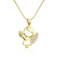 European And American Ins New Inlaid Zirconium Love Angel Necklace Cross-border Spot Copper Electroplating Fashion Children's Wings Necklace main image 1