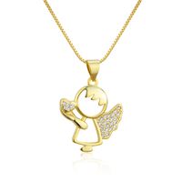 European And American Ins New Inlaid Zirconium Love Angel Necklace Cross-border Spot Copper Electroplating Fashion Children's Wings Necklace main image 2