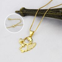 European And American Ins New Inlaid Zirconium Love Angel Necklace Cross-border Spot Copper Electroplating Fashion Children's Wings Necklace main image 4