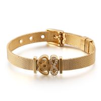 Korean Style Heart Titanium Steel 18K Gold Plated Bracelets In Bulk main image 1