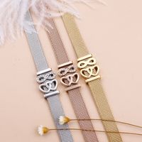 Korean Style Heart Titanium Steel 18K Gold Plated Bracelets In Bulk main image 3