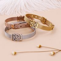 Korean Style Heart Titanium Steel 18K Gold Plated Bracelets In Bulk main image 4