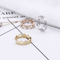 Korean Style Popular Simplicity Titanium Steel Heart-shaped Open Ring Female Simple Japanese And Korean Trendy Heart-shaped Index Finger Students' Ring main image 3