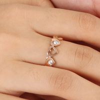 Korean Style Popular Simplicity Titanium Steel Heart-shaped Open Ring Female Simple Japanese And Korean Trendy Heart-shaped Index Finger Students' Ring main image 5