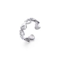 Korean Style Popular Simplicity Titanium Steel Heart-shaped Open Ring Female Simple Japanese And Korean Trendy Heart-shaped Index Finger Students' Ring main image 6