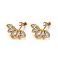 Leaf Plating Titanium Steel 18K Gold Plated Earrings main image 1