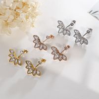 Leaf Plating Titanium Steel 18K Gold Plated Earrings main image 4