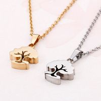 Korean Tree Pendant Stainless Steel Plating 18k Real Gold Earrings Necklace Wholesale Nihaojewelry main image 5
