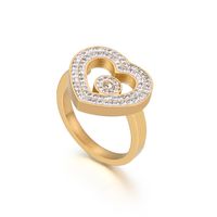 18k Korea Simple Stainless Steel Hollow Heart Inlaid Zircon Ring Wholesale Nihaojewelry main image 1