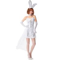 Halloween Party Kostüm Offene Brust Häschen Mädchen Weißes Kleid Großhandel Nihao Schmuck main image 6