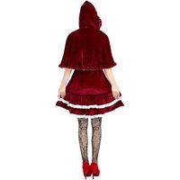 Halloween Costume Nouveau Commerce Extérieur Robe Rayé Vin Rouge Dentelle Châle Little Red Riding Capot De Partie De Costume Jupe Courte main image 5