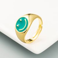 Fashion Color Dripping Oil Smiley Face Opening Adjustable Copper Ring Wholesale Nihaojewelry main image 3